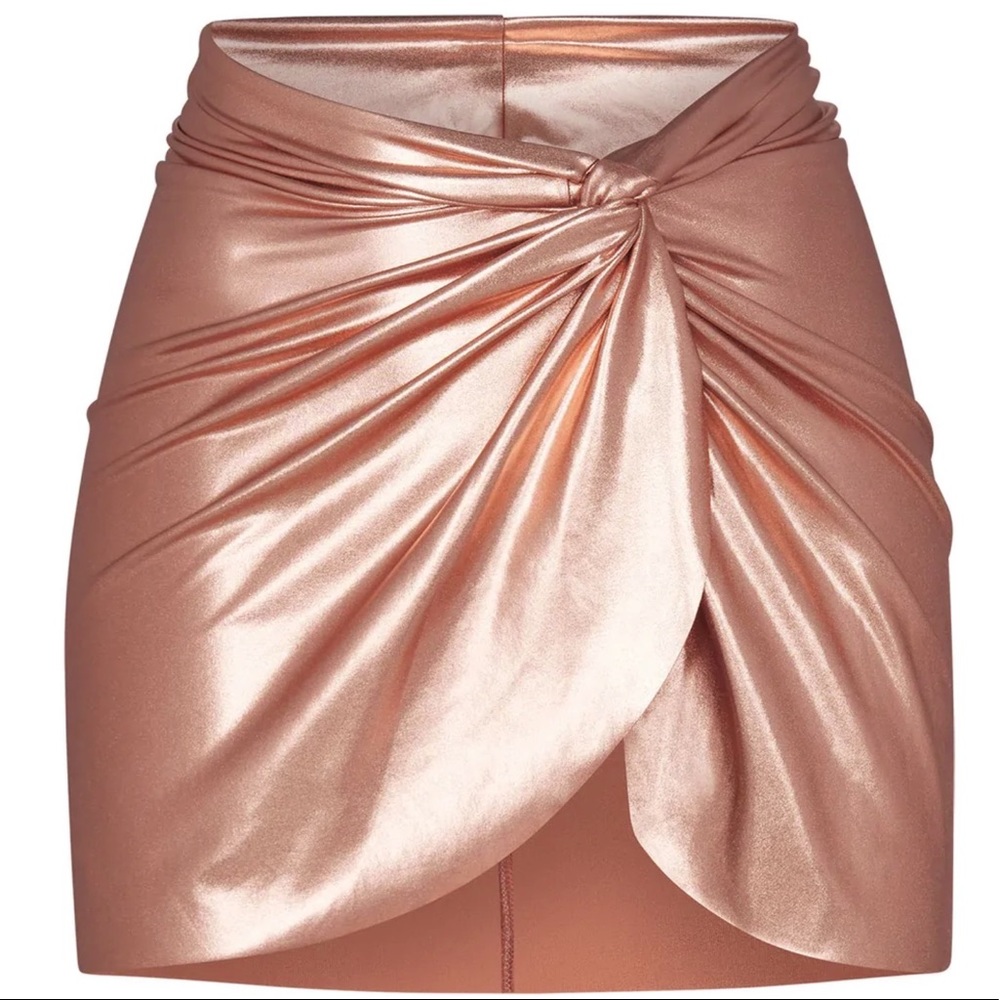 SKIMS METALLIC SWIM SARONG MINI SKIRT CHAMPAGNE MEDIUM